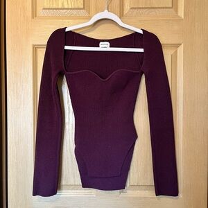 KHAITE Purple Ribbed Long Sleeve Top